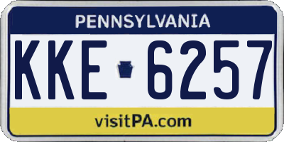 PA license plate KKE6257