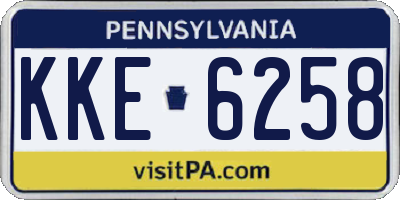 PA license plate KKE6258
