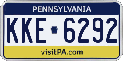 PA license plate KKE6292
