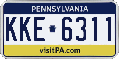 PA license plate KKE6311