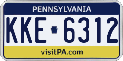 PA license plate KKE6312