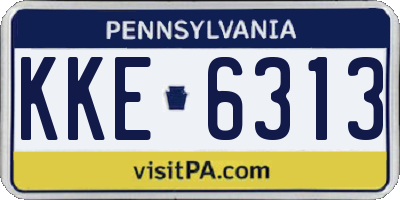 PA license plate KKE6313