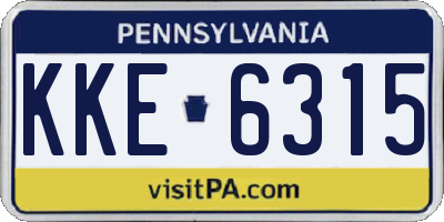 PA license plate KKE6315