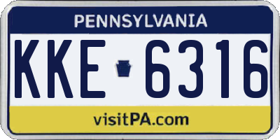 PA license plate KKE6316