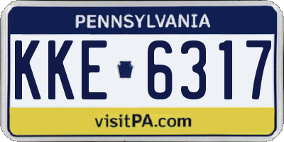 PA license plate KKE6317