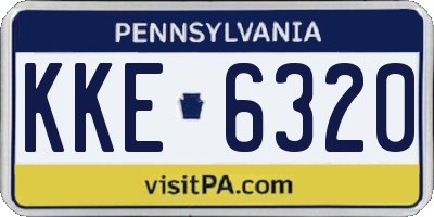 PA license plate KKE6320