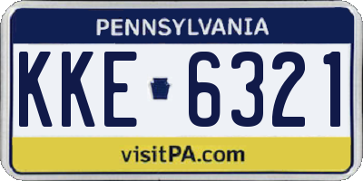 PA license plate KKE6321