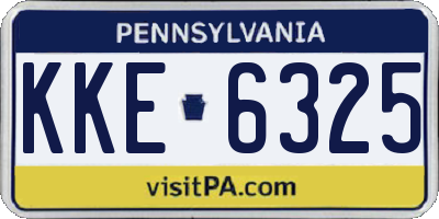 PA license plate KKE6325