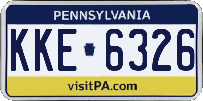 PA license plate KKE6326