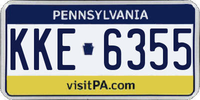 PA license plate KKE6355