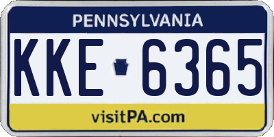 PA license plate KKE6365