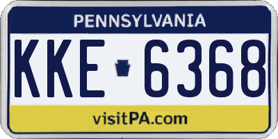 PA license plate KKE6368