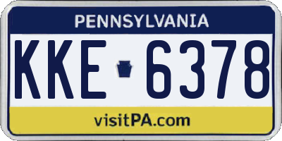 PA license plate KKE6378
