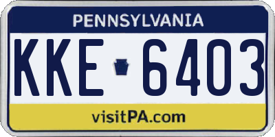 PA license plate KKE6403