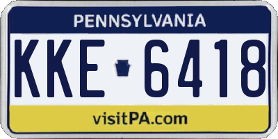 PA license plate KKE6418