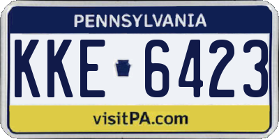PA license plate KKE6423