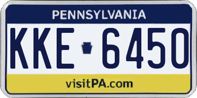 PA license plate KKE6450