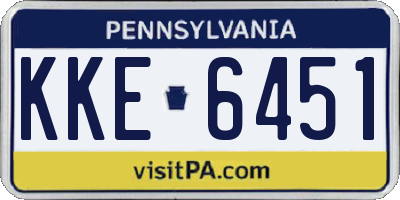 PA license plate KKE6451