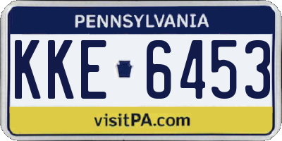 PA license plate KKE6453