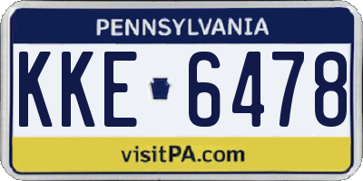 PA license plate KKE6478