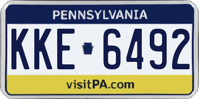 PA license plate KKE6492