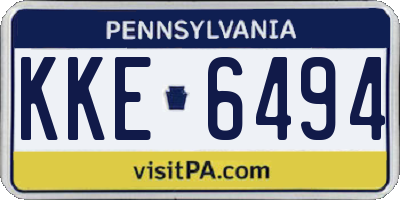 PA license plate KKE6494