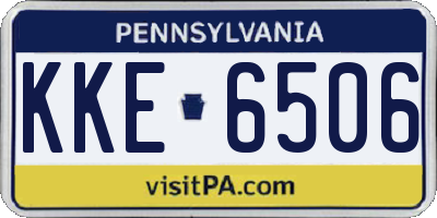 PA license plate KKE6506