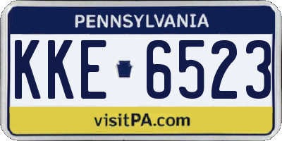 PA license plate KKE6523