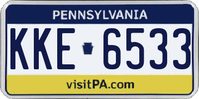 PA license plate KKE6533