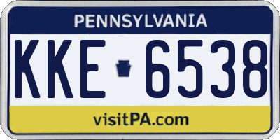 PA license plate KKE6538