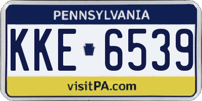PA license plate KKE6539