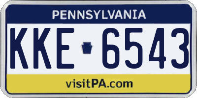 PA license plate KKE6543