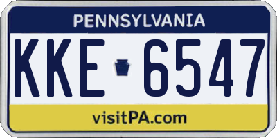 PA license plate KKE6547
