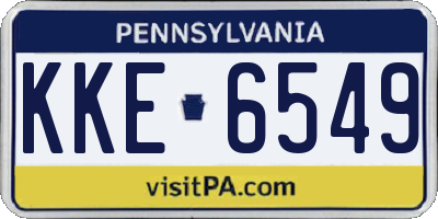 PA license plate KKE6549