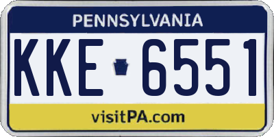 PA license plate KKE6551