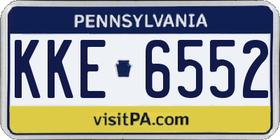 PA license plate KKE6552