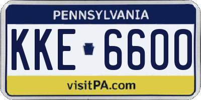 PA license plate KKE6600
