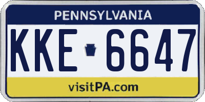 PA license plate KKE6647