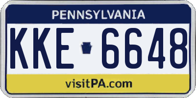 PA license plate KKE6648