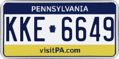 PA license plate KKE6649