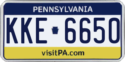 PA license plate KKE6650