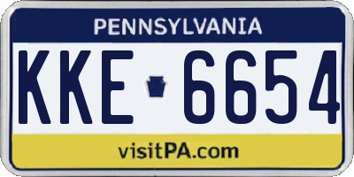 PA license plate KKE6654