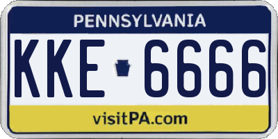 PA license plate KKE6666