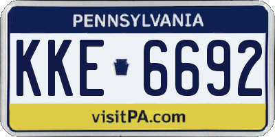 PA license plate KKE6692
