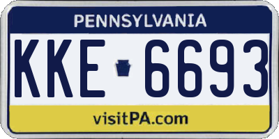 PA license plate KKE6693