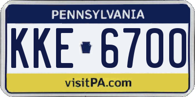PA license plate KKE6700