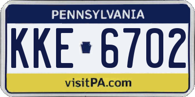 PA license plate KKE6702