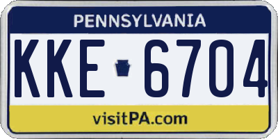 PA license plate KKE6704