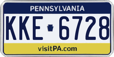 PA license plate KKE6728