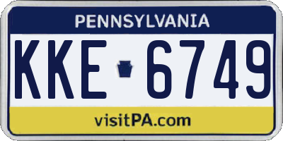 PA license plate KKE6749
